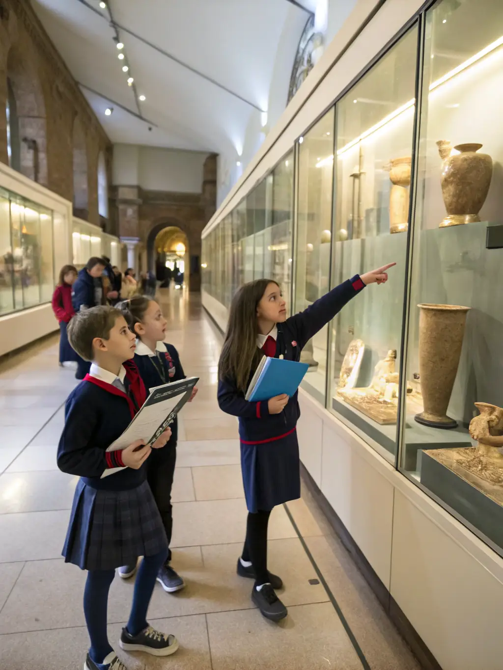 A picture of children participating in a guided tour of a historical site, led by a member of the association, emphasizing educational activities.