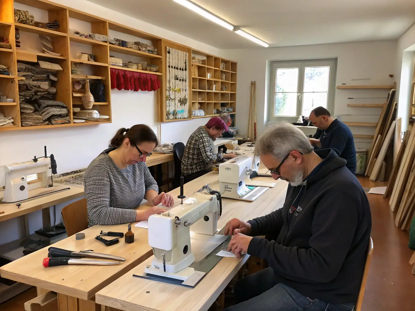 A vibrant image showcasing participants actively involved in a heritage restoration workshop, focusing on traditional building techniques and materials.